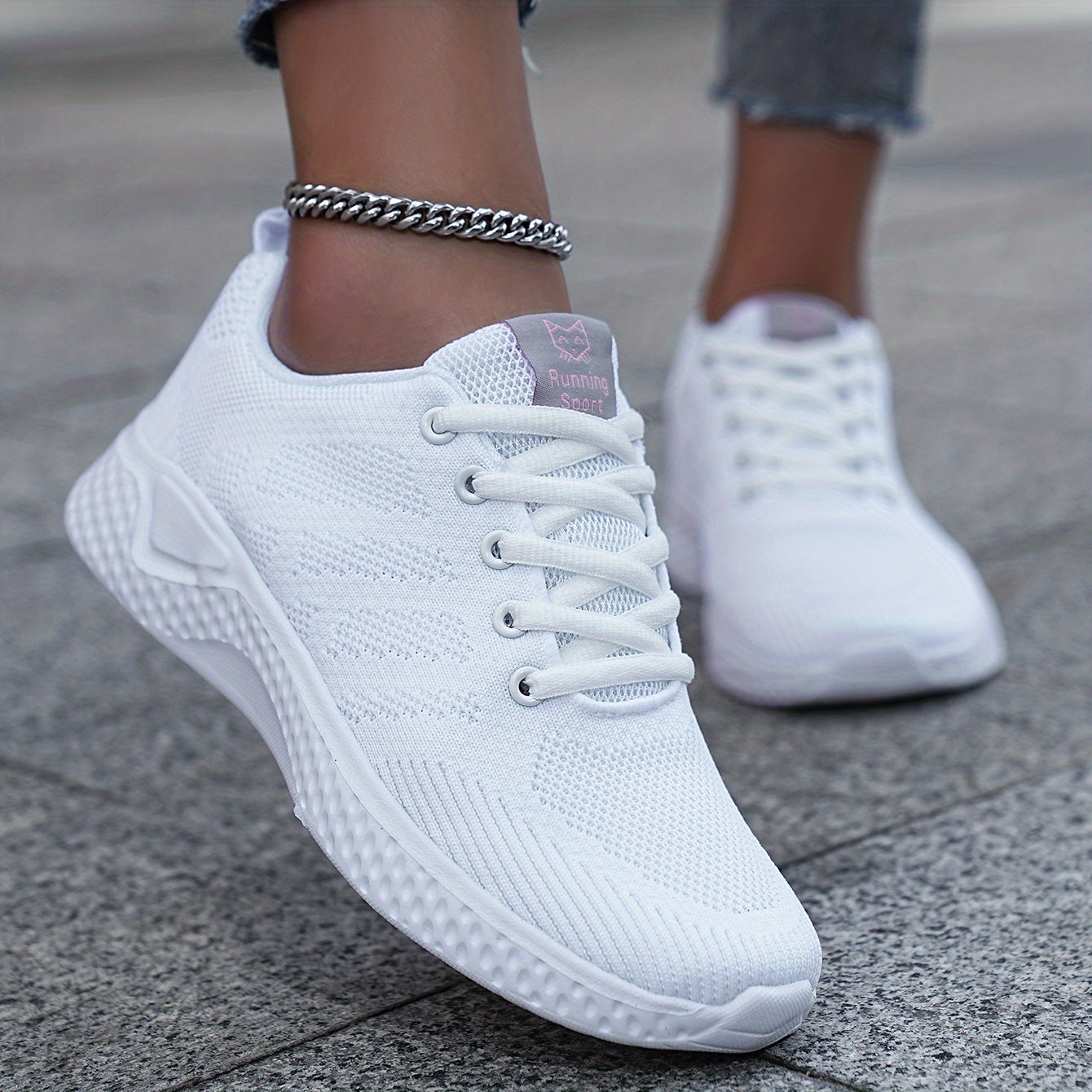 Mesh Sports Running Shoes Woven Breathable Sneakers Women's Footwear