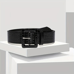 Leopard Print Stone Pattern Embossed Wide Belt for Women