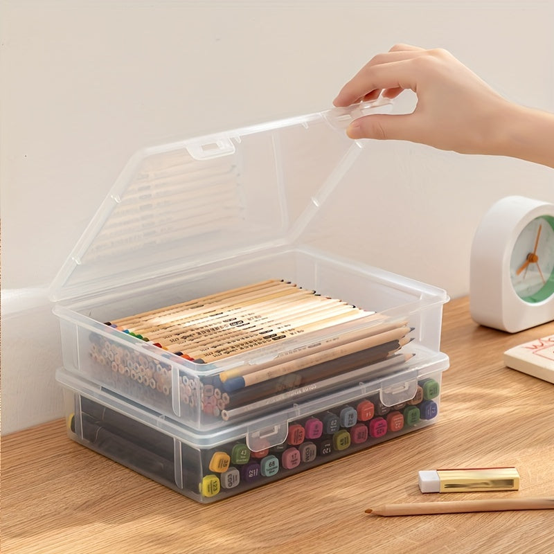 Large Capacity Pencil Case Transparent Plastic Storage Box