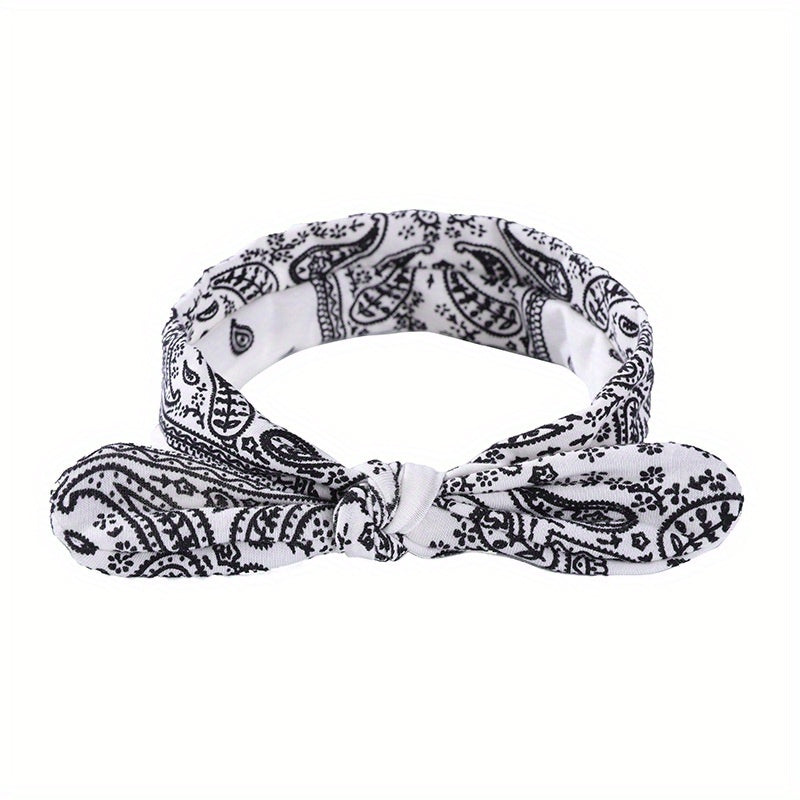 Boho Floral Rabbit Ear Headband Elastic Hair Accessories
