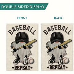 Gnome Baseball Player Garden Flag Softball League Yard Outdoor Decor