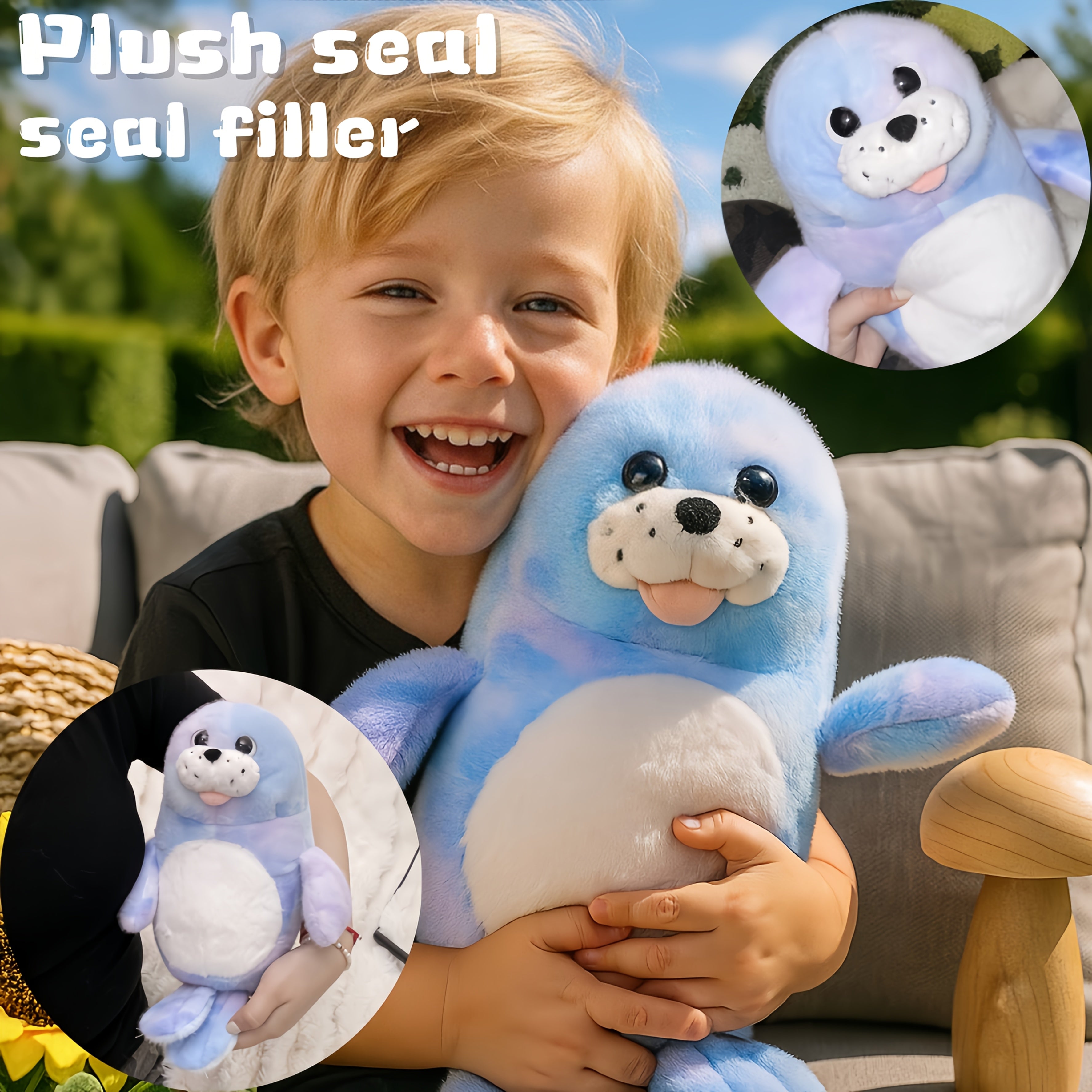 JIAJCHUF Tie Dye Plush Seal Soft Pastel & Purple Stuffed Animal Toy