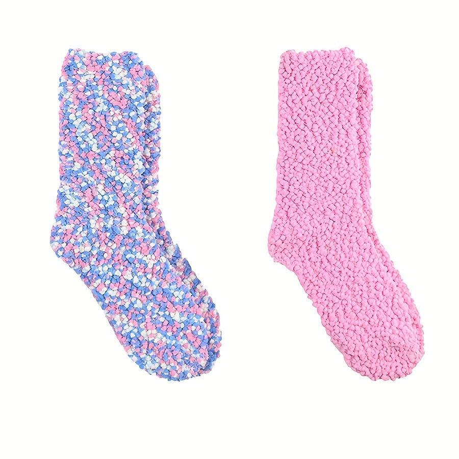 2 Pairs Warm Fuzzy Floor Socks Women's Stockings