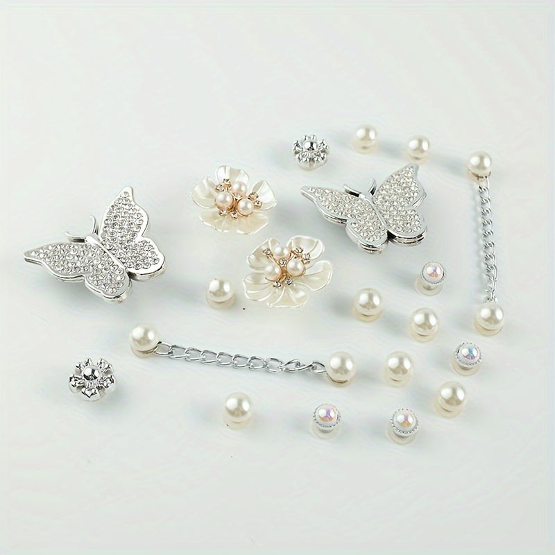 20pcs Shoe Decorations Butterfly Chain Small Flowers for Crocs Gift Party Decor