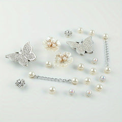 20pcs Shoe Decorations Butterfly Chain Small Flowers for Crocs Gift Party Decor