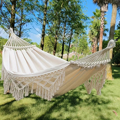 Tassel Hammock Outdoor Camping Folding Woven Canvas Swing