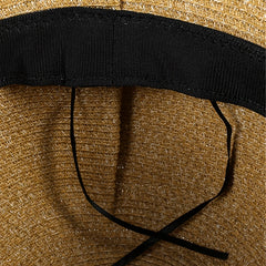 Khaki Wide Brim Bucket Hat Sunscreen Straw Lightweight Cap