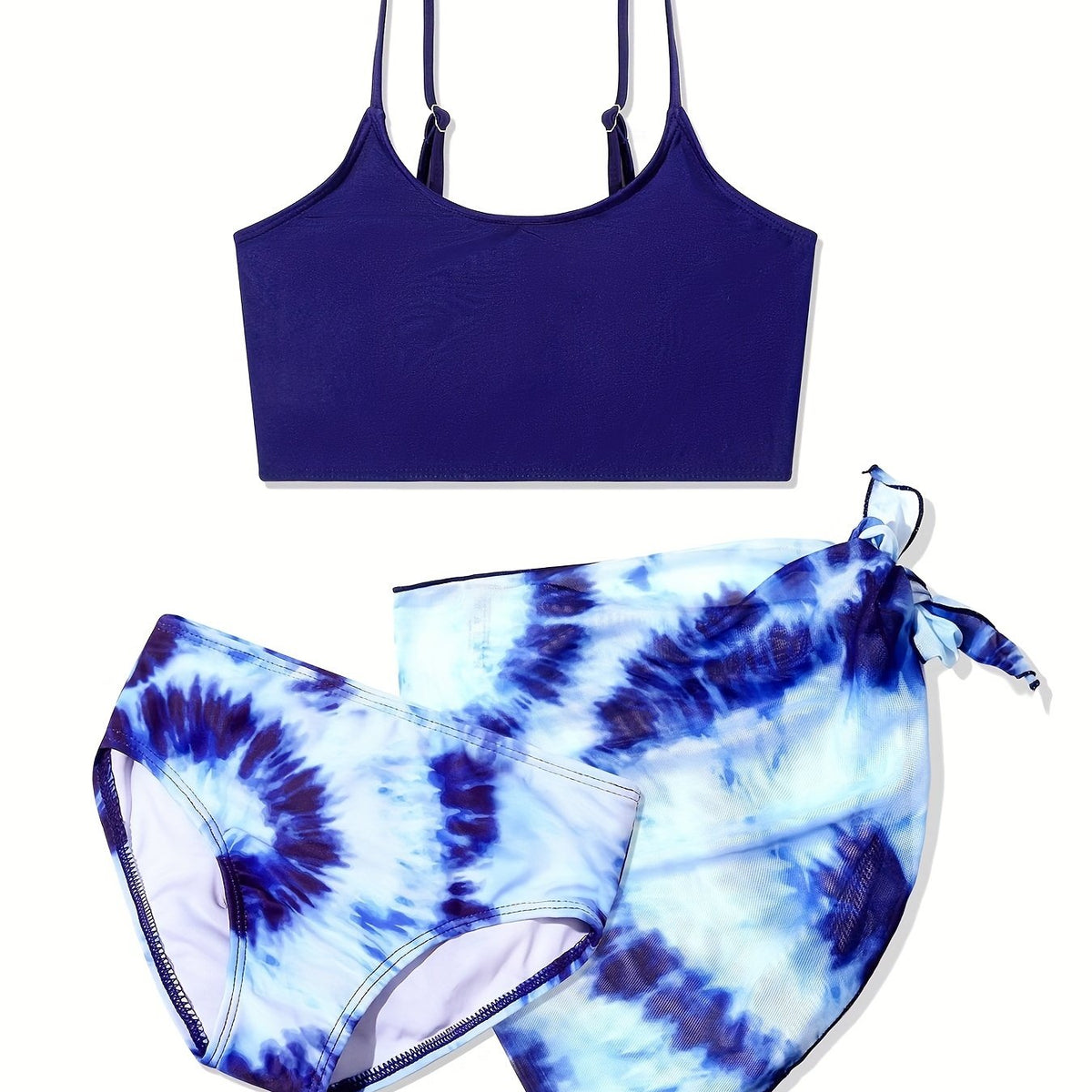3pcs Girls Tie Dye Swimsuit Set Beach Bathing Suit Summer Clothes
