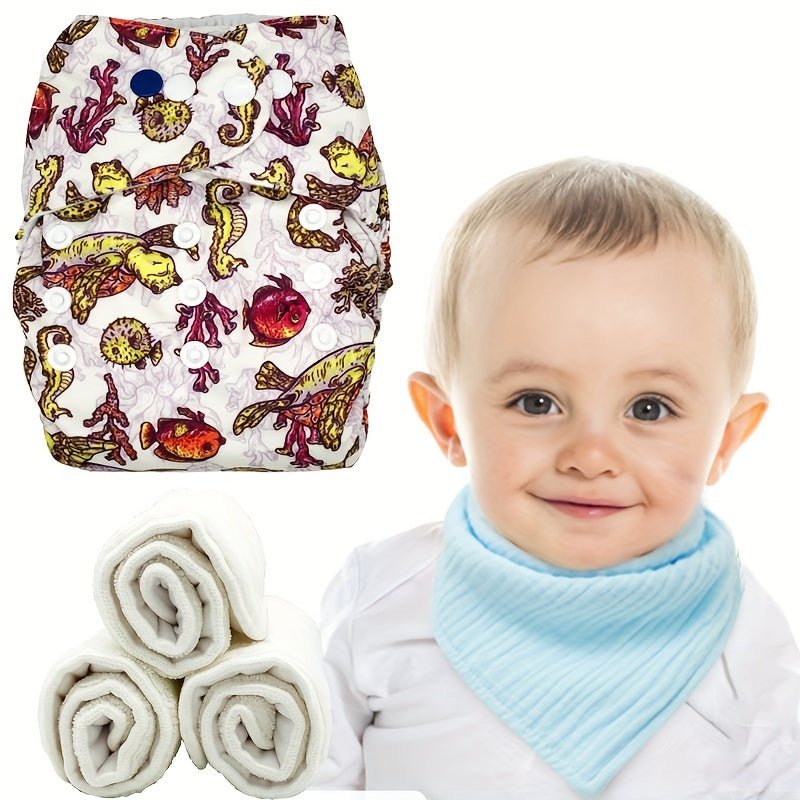 Sea Turtle Print Baby Training Pants with Microfiber Pad