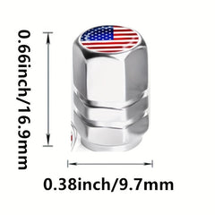 American Flag Valve Cap Dust Cap Aluminum Alloy Hexagonal Tire Valve Cap