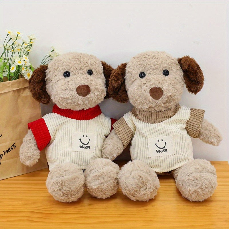 Stray Dog Plush Toy Brown & Beige Outfit Red Bow Tie