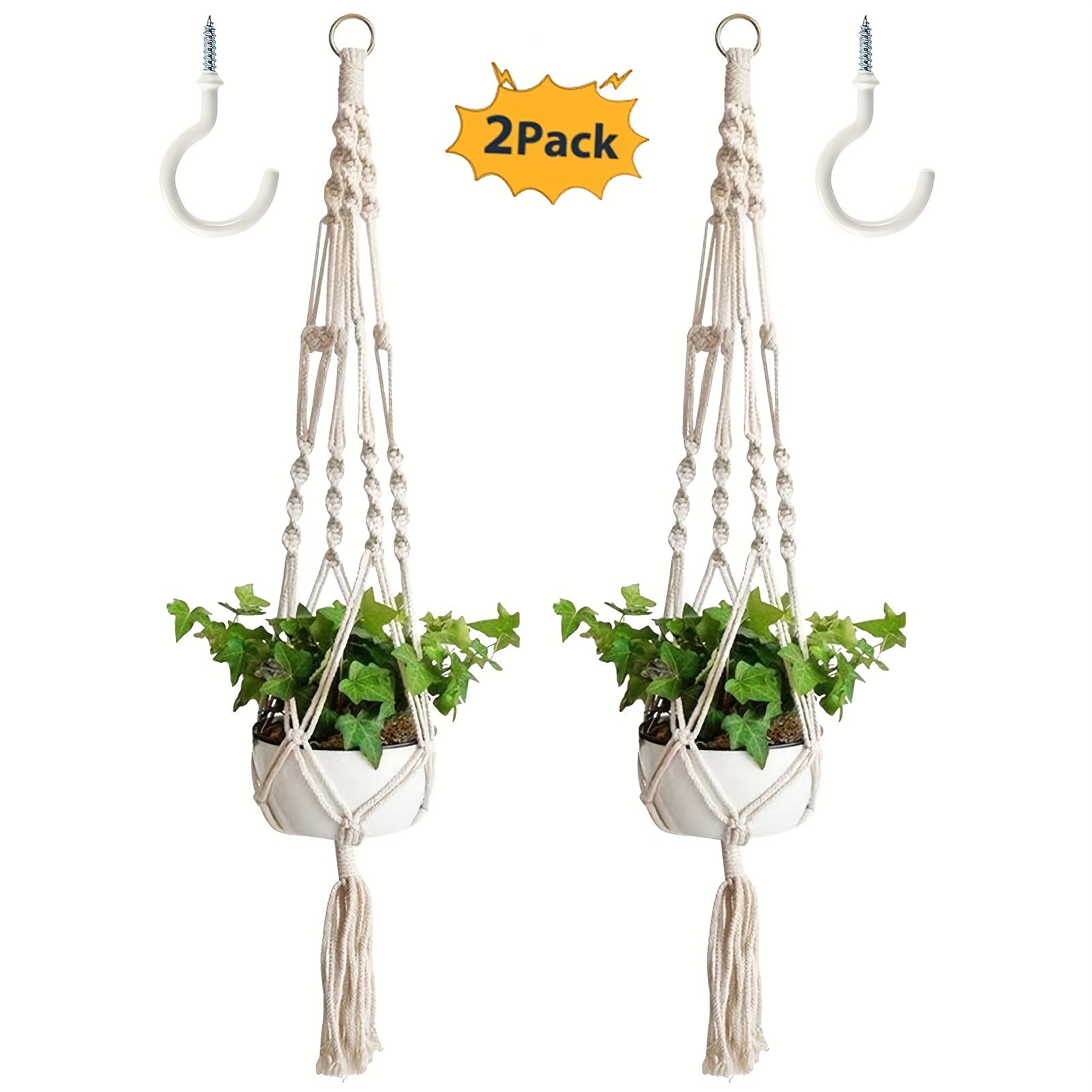 2 Pack Macrame Plant Hanger for Indoor & Outdoor - Hanging Planter