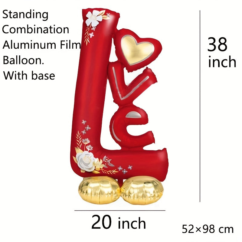 38 Inch LOVE Standing Combo Aluminum Balloon With Golden Base