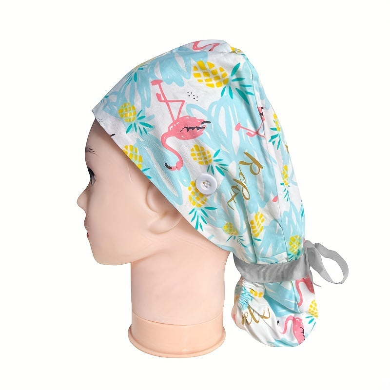Cartoon Print Work Cap Elastic Nurse Hat Scrub Cap