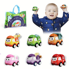 Toddler Mini Car Toy For Boys Girls - 6 Pcs Construction Vehicles with Play Mat