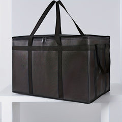 Large Insulated Food Bag with Zipper Top Reusable Washable PVC Tote for Catering