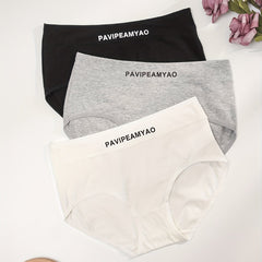 3pcs Letter Print Briefs Comfy & Breathable Panties Women's Lingerie