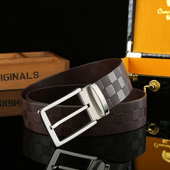 Men's Leather Belt - 3cm Width - Adjustable Length - Stainless Steel Buckle