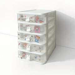 5 Layer Desktop Storage Box - Transparent Little Rabbit Stationery