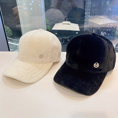Iron M Label Baseball Cap Solid Warm Plush Sun Hat Thickened Lightweight