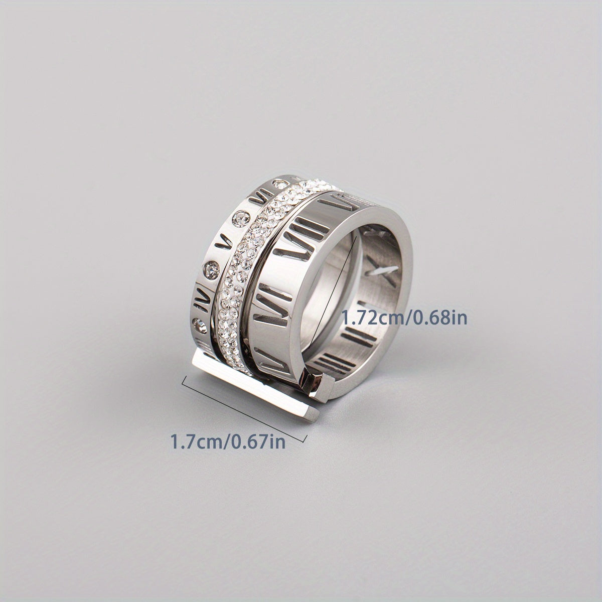 Mens Retro Stainless Steel Diamond Rings Set