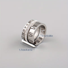 Mens Retro Stainless Steel Diamond Rings Set