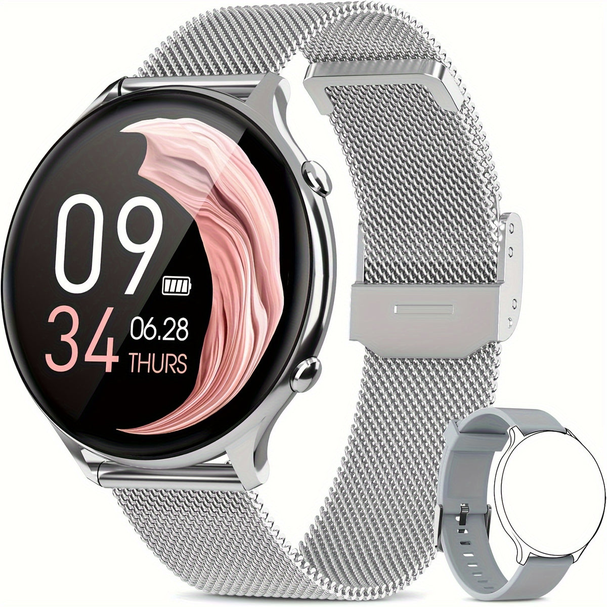 Micro Bear Women's Smartwatch with Wireless Calling & Menstrual Cycle Tracker