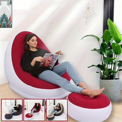 Portable Inflatable Single Sofa Set PVC Flocking Comfortable Lazy Sofa