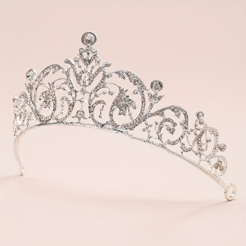 Baroque Style Rhinestone Crown Tiara Wedding Bridal Hair Accessory