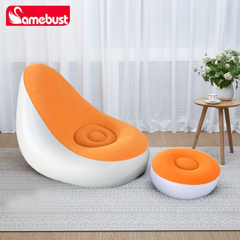 Inflatable Deck Chair With Ottoman Foldable Lounger Sofa