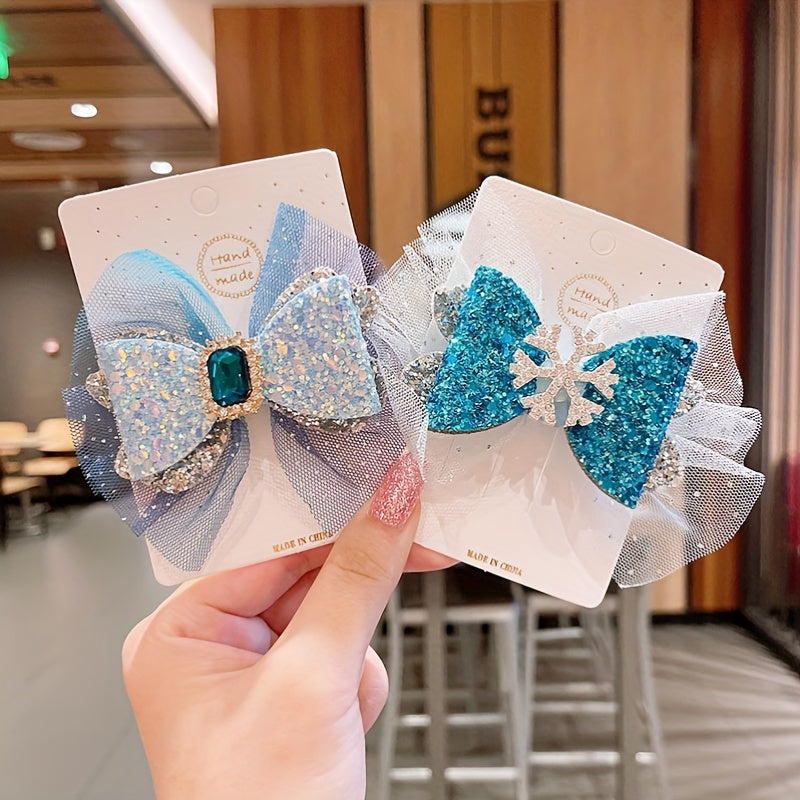 Princess Hairpin Girls Bow Snowflake Headdress Sweet Hair Clip