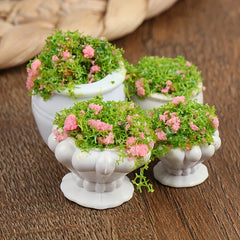2pcs Green Plant Bonsai Flower Pots Dollhouse Furniture Accessories