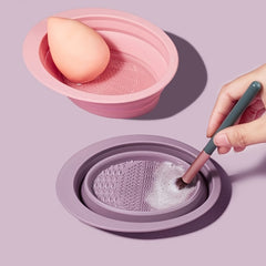 Silicone Makeup Brush Cleaning Bowl and Mat for Eyeshadow and Cosmetics