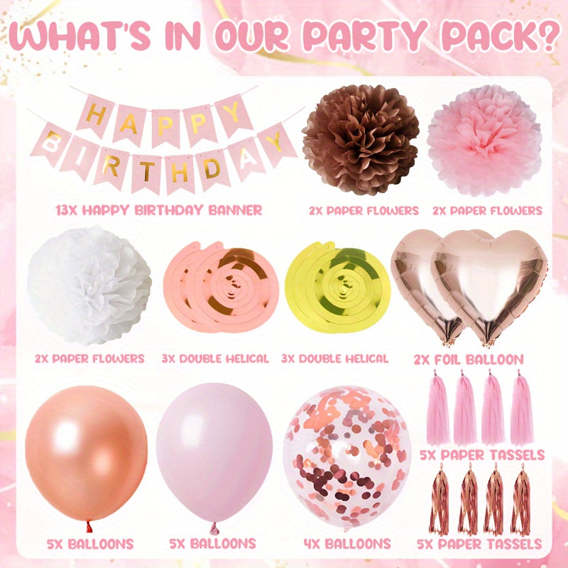 Rose Golden Party Decorations Birthday Party Decor Kit