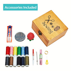 Wooden Sewing Kit Box For Adults with Accessories