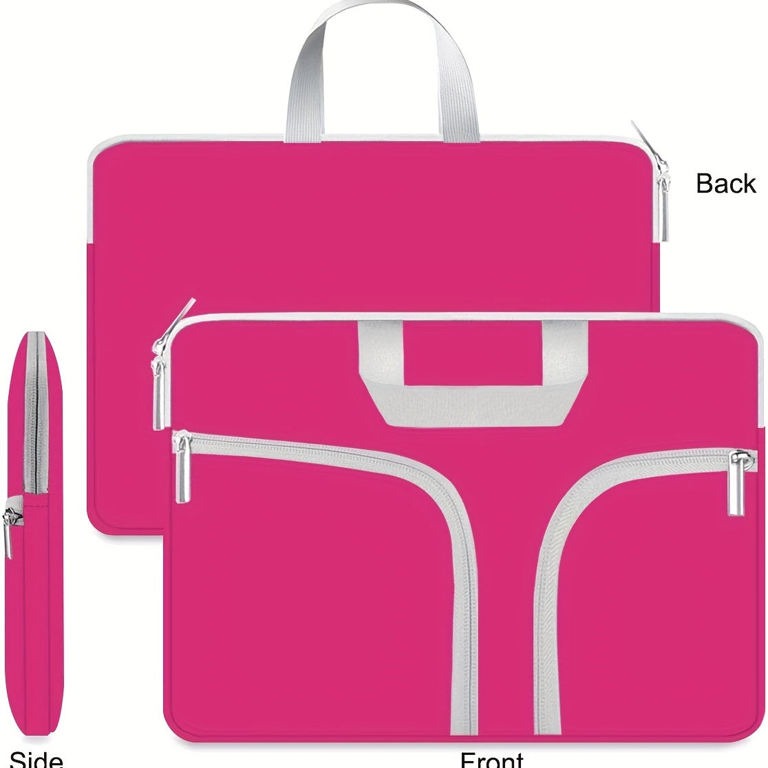 Solid Laptop Bag with Zipper Case Document File Holder Lightweight Briefcase