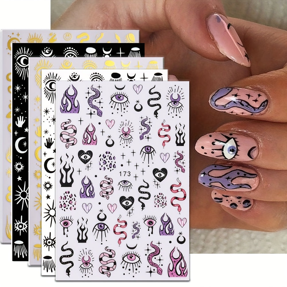 Evil Eye Nail Art Stickers Decals 3D Self Adhesive Witch Nail Decals