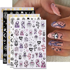 Evil Eye Nail Art Stickers Decals 3D Self Adhesive Witch Nail Decals