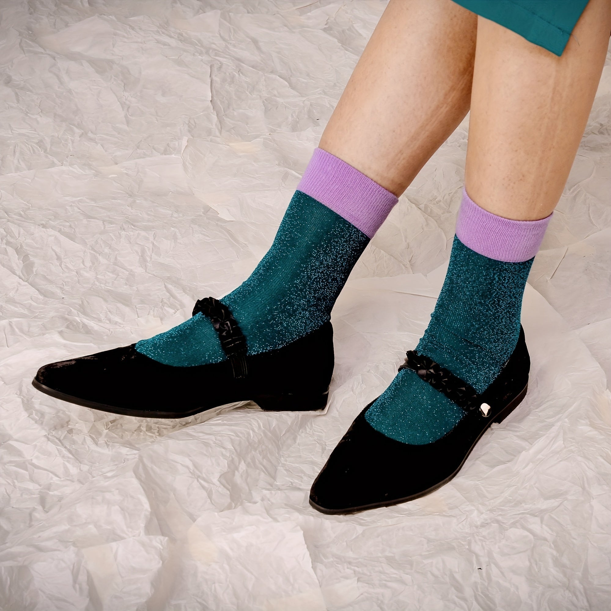 6 Pairs Colorblock Crew Socks Women's Mid Tube Stockings