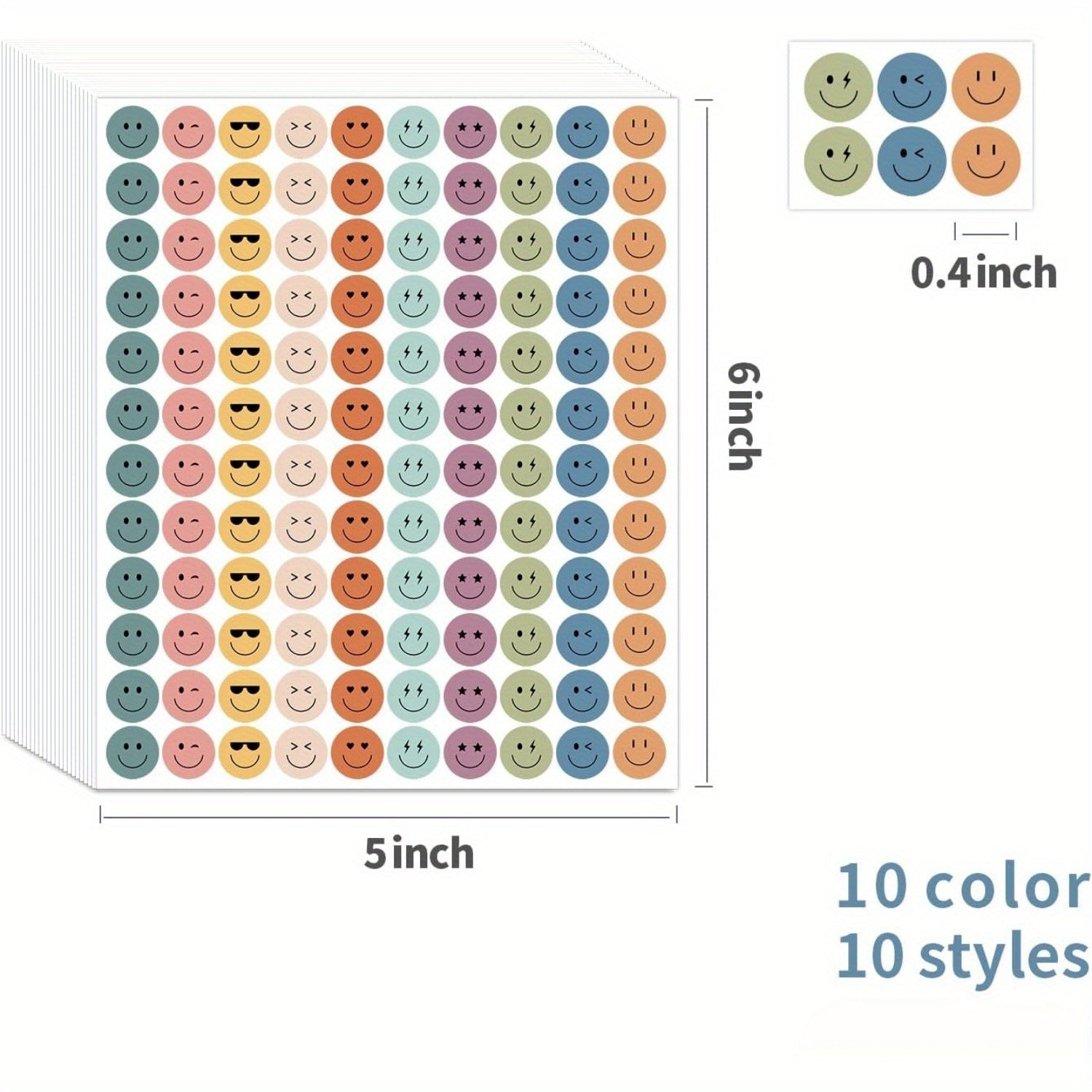 Colorful Happy Face Stickers 3 8 Inch Boho Reward Labels 10 Styles