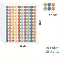 Colorful Happy Face Stickers 3 8 Inch Boho Reward Labels 10 Styles