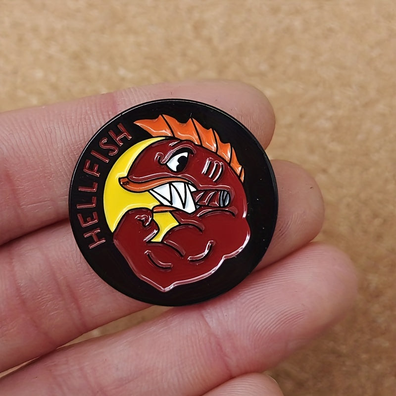 10pcs Hellfish Metal Badge Cartoon Fish Brooch School Bag Clothing Pin