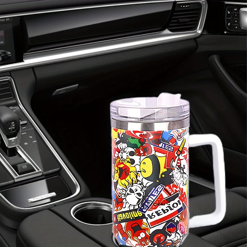40oz Skull Head Insulated Tumbler Stainless Steel Car Cup Handle