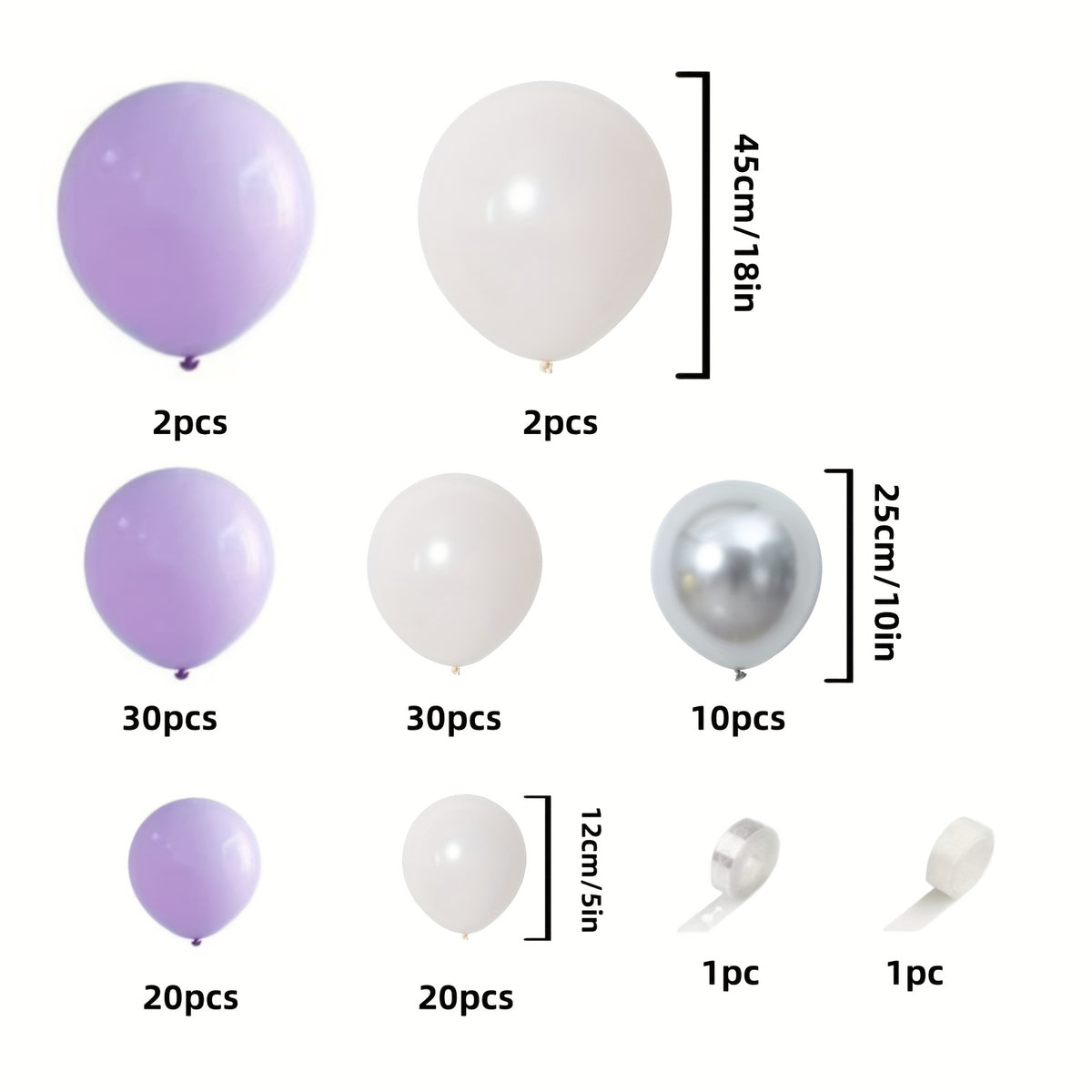 116pcs Purple Balloon Set for Birthdays Weddings Thanksgiving