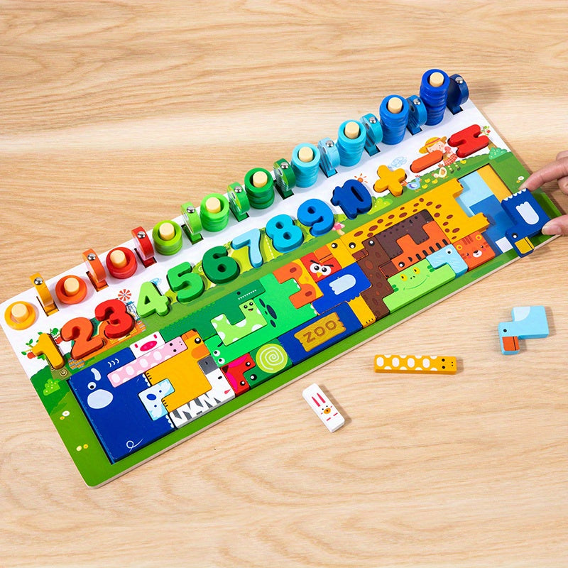 Montessori Wooden Preschool Math Toy Traffic Fishing Busy Board