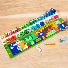 Montessori Wooden Preschool Math Toy Traffic Fishing Busy Board