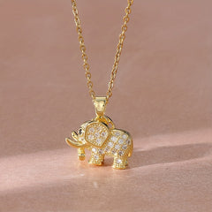 Elephant Pendant Necklace Rhinestone Holiday Birthday Gift
