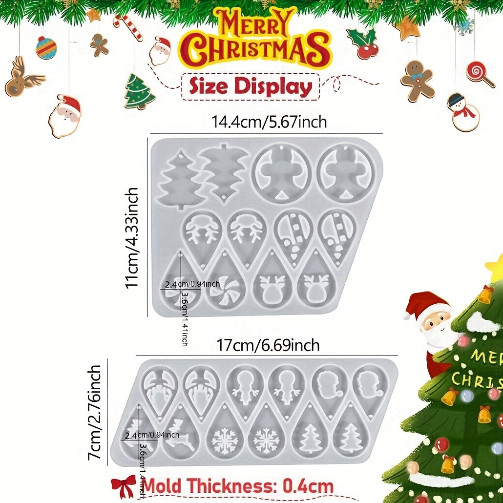 2 Pack Christmas Silicone Molds for Resin Earrings DIY Casting