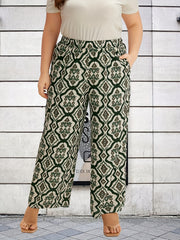 Floral Print Wide Leg Boho Pants with Pockets