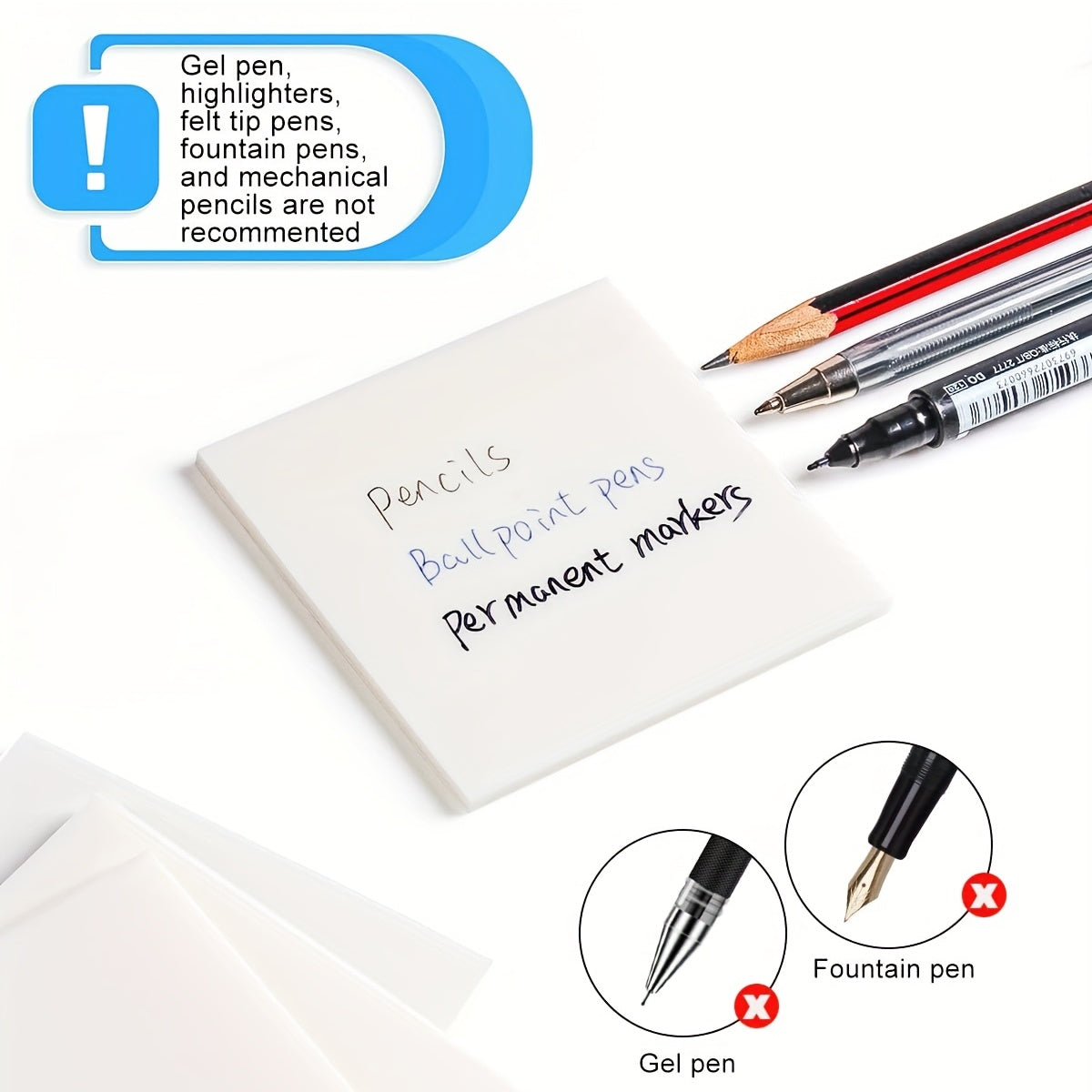 450 Sheets Transparent Sticky Notes Waterproof Memo Paper 6 Colors Marker